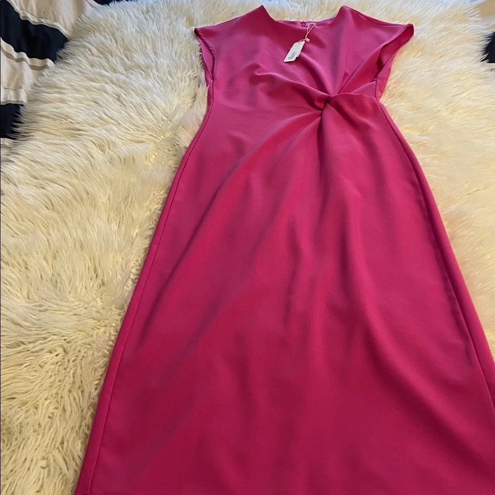 Glam Vibrant Pink Midi /Maxi Dress size L length 50” bust 32” brand new - Picture 5 of 8